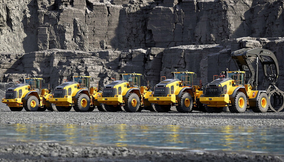 FEM NYE MED NYTT DESIGN: Først ut i nye serien er Volvo L150, L180, L200 High Lift, L220 og L260.