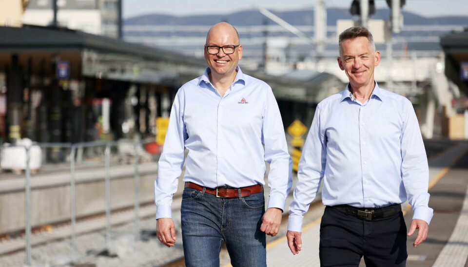 SAMMEN: Fra venstre: Atle Gerhardsen (administrerende direktør i Cautus Geo) og kim Steinsland (administrerende direktør i Scanmatic).