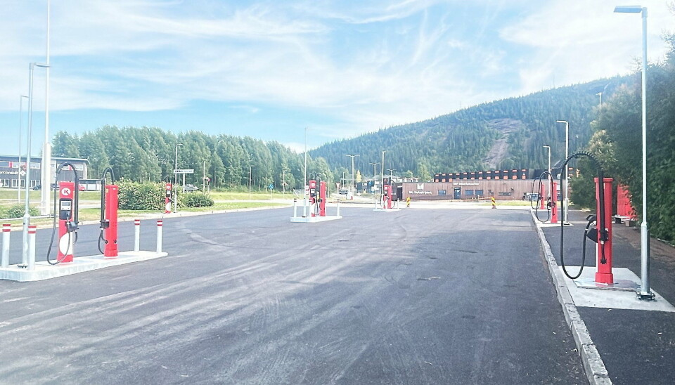 FØRST I MO I RANA: 10 nye 400 kW-ladere er på plass på Circle K Mo i Rana.