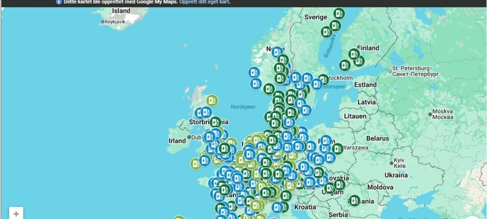 Oversikt over dedikerte lastebilladere i Europa