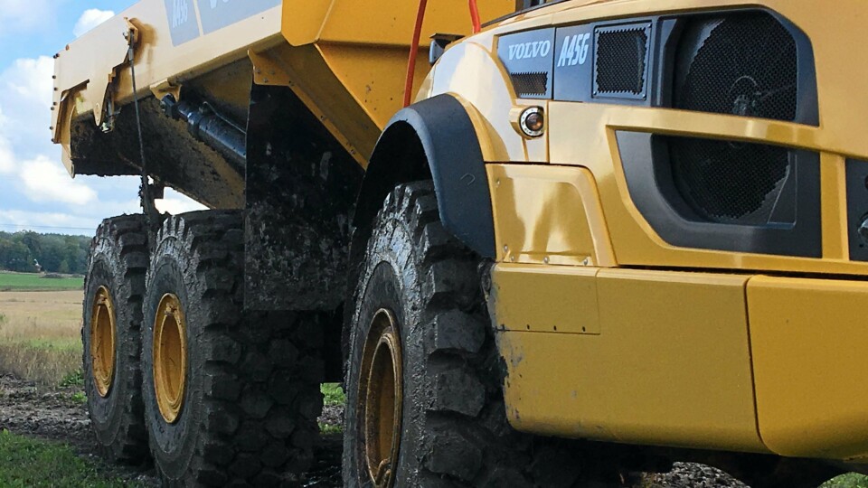 Michelin XTRA Defend dumperdekk på Volvo A45G demonstert i Trosta Park, ved Arlanda 21. september.