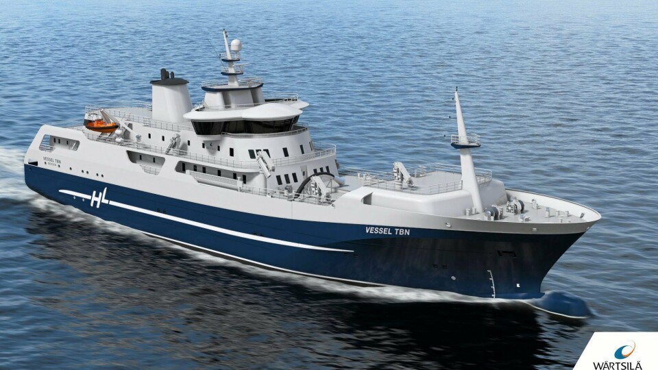 Med 14 sløyemaskiner om bord, kan slakteskipet sløye 350 fisk per minutt.