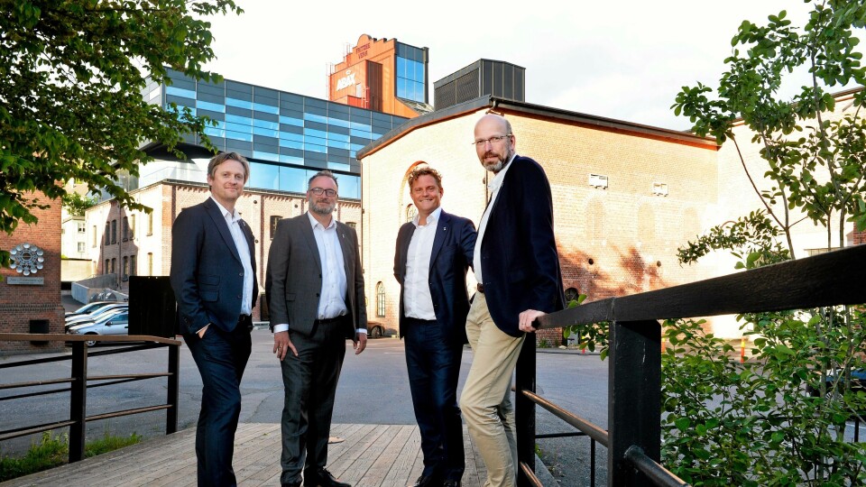 Abax-ledelsen gleder seg til å fortsette med ny eier i ryggen. Fra venstre: Håkon Grønn-Weiss, Chief Business Development, Jan Tore Berg, CSO, Bjørn Erik Helgeland, COO, og Petter Quinsgaard, CEO.