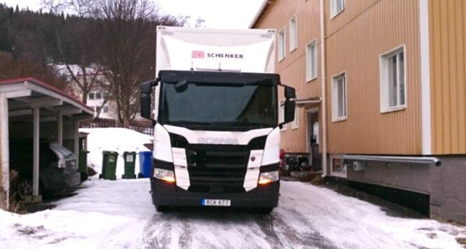Scania G280 4x2 under testkjøring i Sverige i mars 2017.