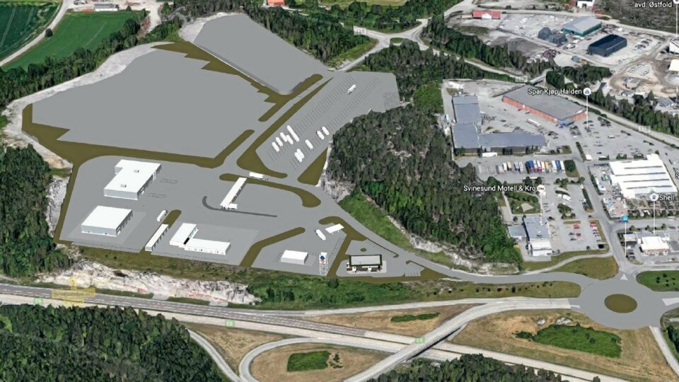 Svinesund Transportsenter tar form. (Ill. Fredriksten Utvikling AS)