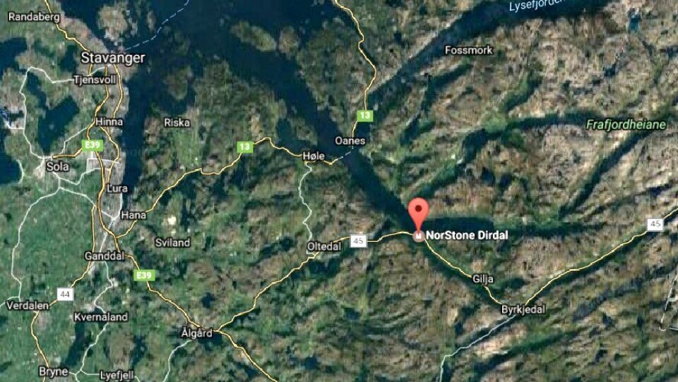 Sprengningsuhellet skjedde ved Norstone i Dirdal i forbindelse med omlegging av fylkesvei 45.