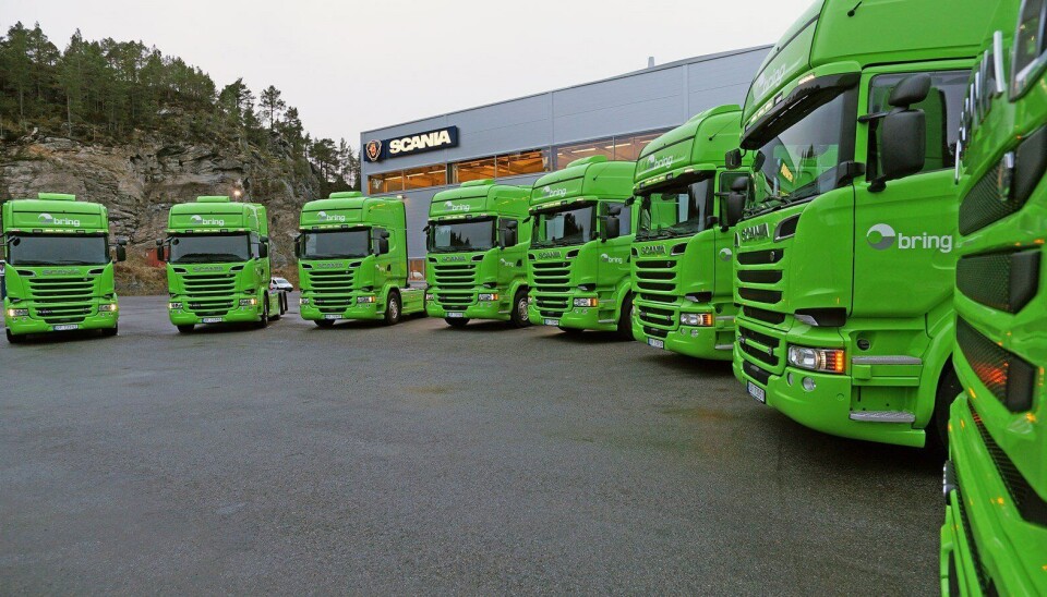 130 lastebiler fra Scania er blant de 250 lastebilene Bring har signert i 2016.