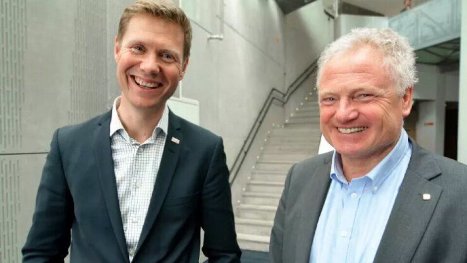 Lars Andresen, adm. dir. for NGI (til venstre), og Johan Einar Husted, prorektor for nyskaping ved NTNU (til høyre). Lars Andresen, adm. dir. for NGI (til venstre), og Johan Einar Husted, prorektor for nyskaping ved NTNU (til høyre).