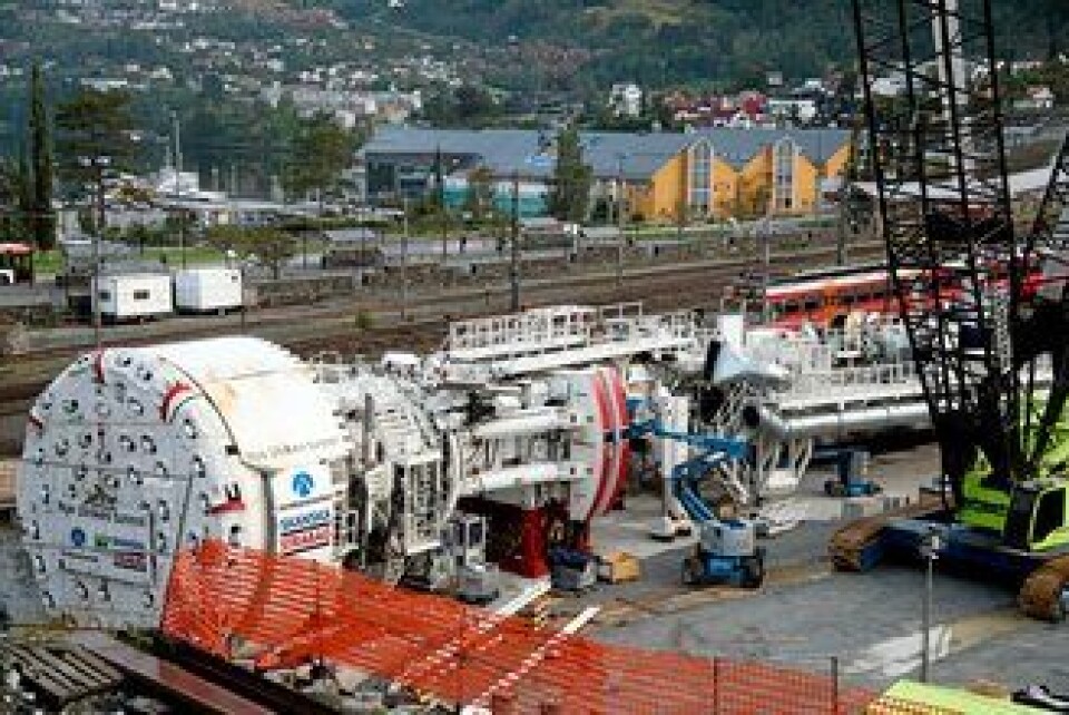 TBM-en Ulrike fotografert før den gjøv løs på boringen. TBM-en Ulrike fotografert før den gjøv løs på boringen.
