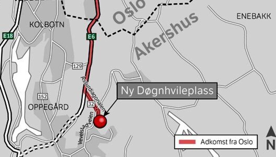 Ny hvileplass med oppstilling for 100 vogntog