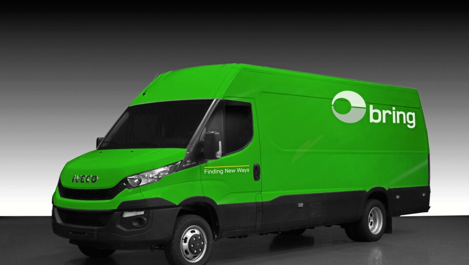 Posten og Bring får Nordens første store elektriske varebiler i form av elektriske Iveco Daily. Her en fotoshoppet illustrasjon av hvordan bilene vil se ut.