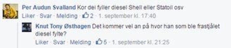 - Nei, vi stjeler ikke diesel