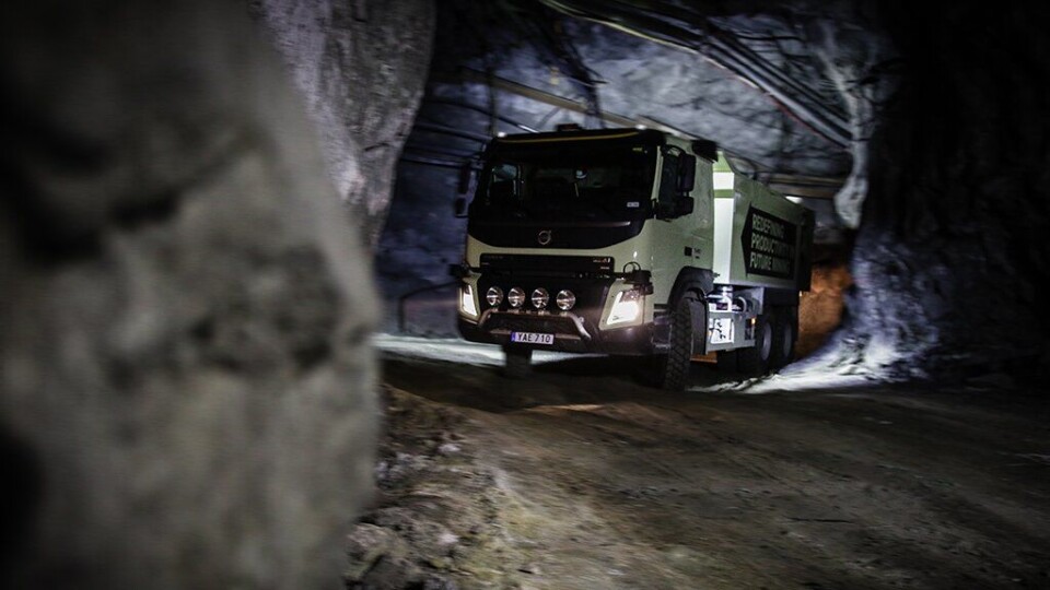 Selvkjørende Volvo FMX skal i ett og et halvt år gå i test i Bolidens gruve i Kristineberg i Sverige.