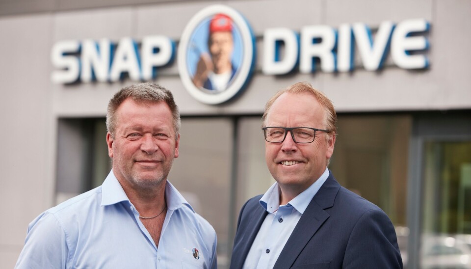Inge Helle, daglig leder Snap Drive Kokstad og Morten Harsem, adm direktor i Snap Drive ved åpningen på Kokstad 16. juni 2016.