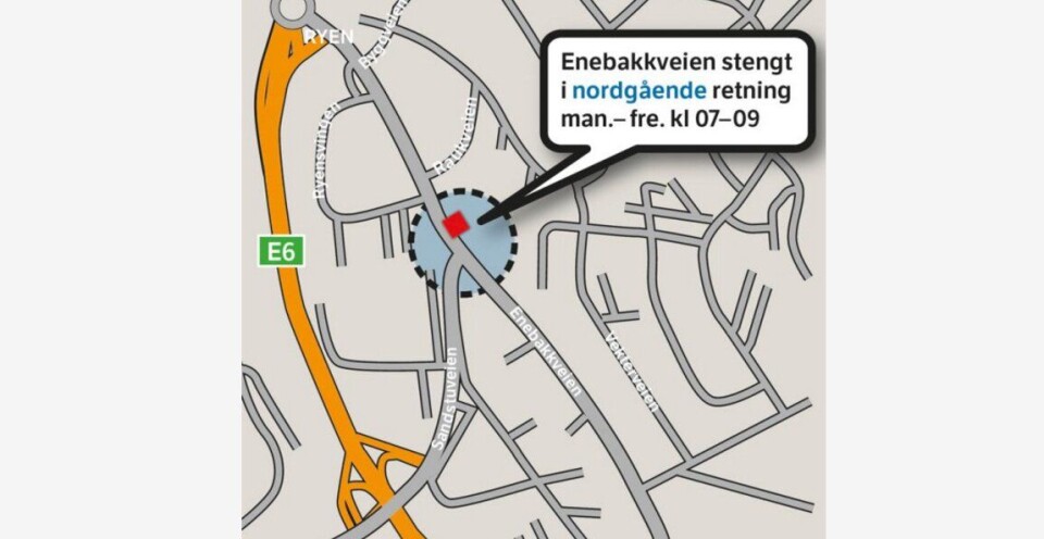 Når køen står inn mot sentrum om morgenen blir den parallelle snarveien stengt med bom.