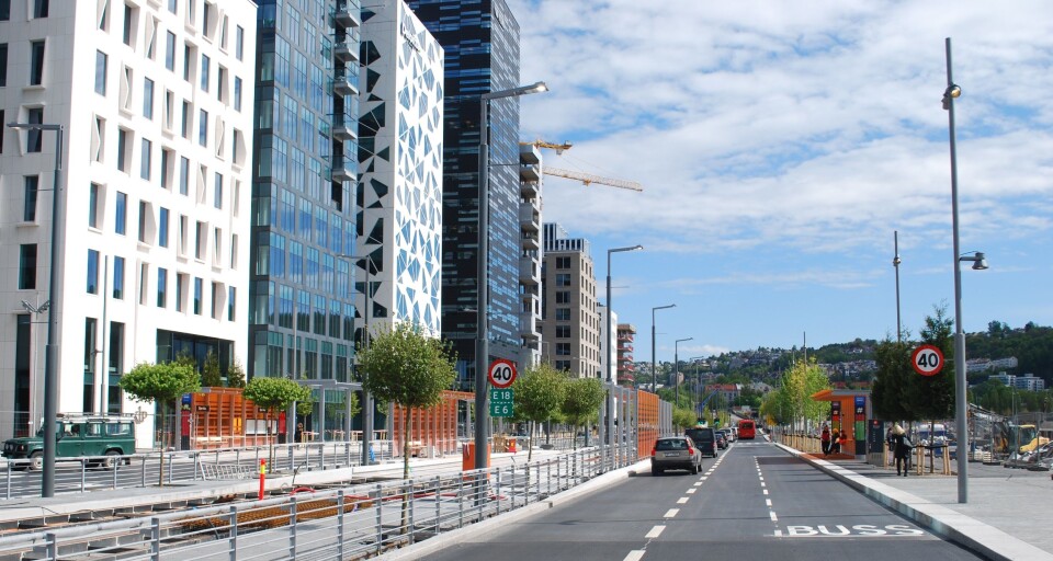 E18 Dronning Eufemias gate er en av strekningene det nå ikke blir anledning til å kjøre elbil i kollektivfeltet.