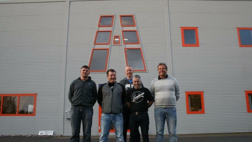 Den nye ledergruppen i Hella Maskin AS fra vestre; Pål Eirik Senland, Asbjørn Herikstad, Sveinung Liaskar, Magne Rivenes og Jon Hella.