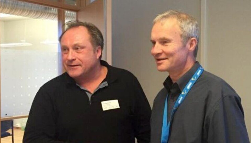 De daglige lederne Rune Langfjell i Asfaltverket Mo (t.v.) og Knut Harstad i Hæhre Entreprenør har inngått «Norges største asfaltkontrakt».