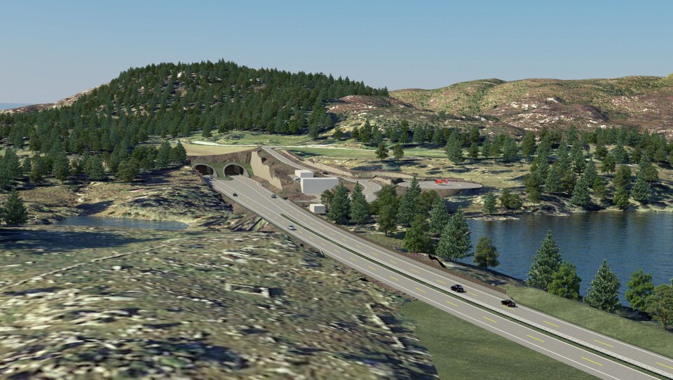 Illustrasjon av tunnelinnslag ved Laupland. Statens vegvesen/Cowi Illustrasjon av tunnelinnslag ved Laupland. Statens vegvesen/Cowi