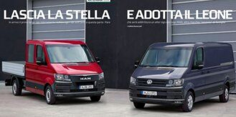Anlegg&Transports italienske samarbeidsmagasin, Tuttotrasporti, mener den nye MAN-varebilen vil se omtrent slik ut. Bildet er basert på den nye VW Crafteren.