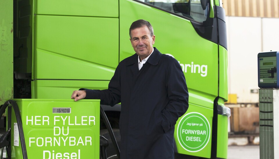Posten-sjef Dag Mejdell presenterer den nye satsingen på HVO under Transport og Logistikk-konferansen på Gardermoen mandag.