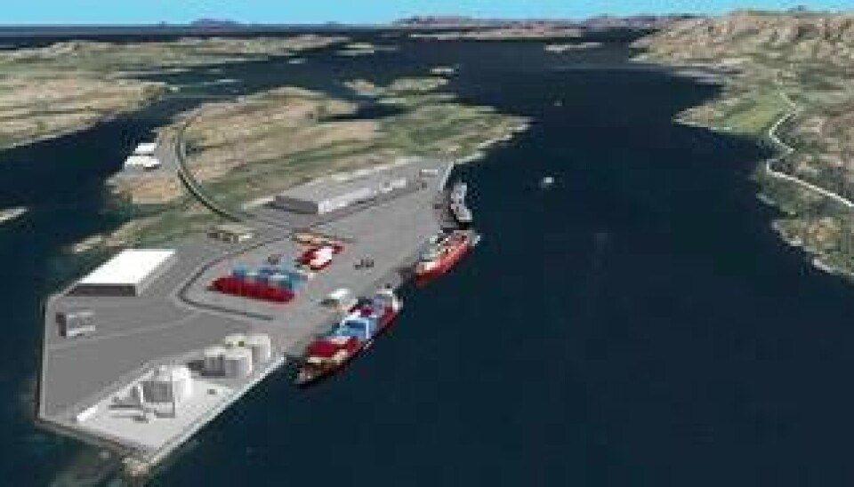 I 2016 ferdigstilles en ny kysthavn med ro-ro-fasiliteter på Kråkøya nord for Rørvik. (Ill: Nord-Trøndelag Havn Rørvik IKS)