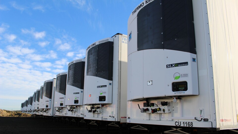 Her er 20 enheter på plass. Multi temperatur aggregat bidrar til muligheten for ulike temperaturer på samme trailer.