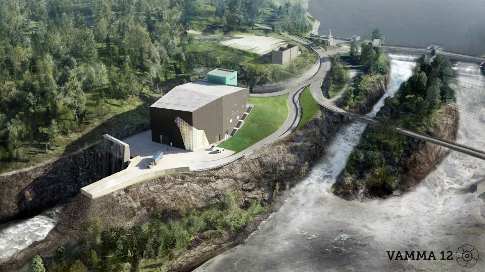 Slik skal det se ut på Vamma Kraftverk i Skiptvedt etter utbyggingen. Illistrasjon: Hafslund