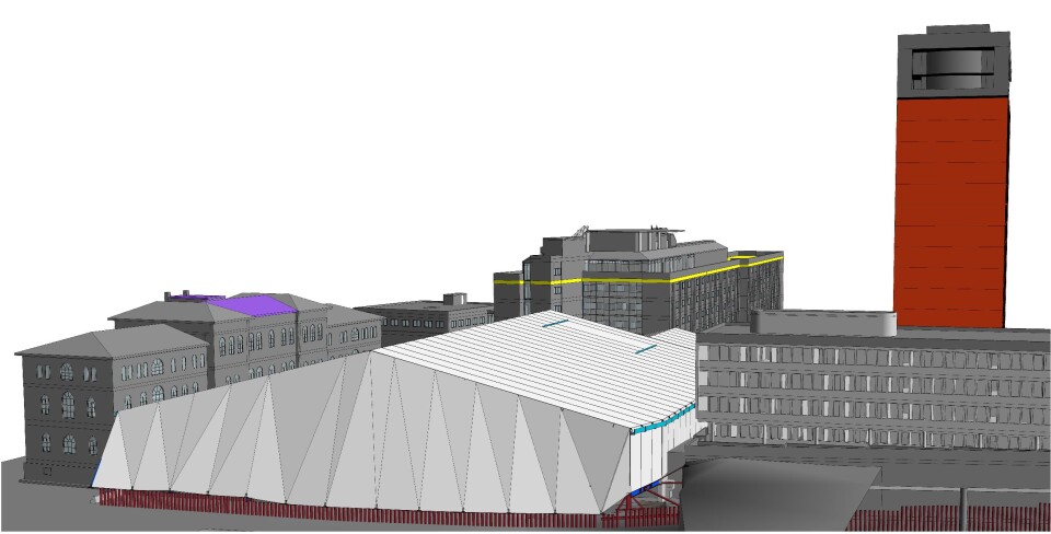 Et enormt telt skal skal hindre støv fra å komme ut og snø fra å komme inn når man sprenger seg 30 meter ned på S-blokktomta.