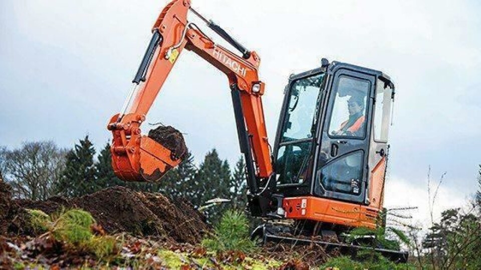 Hitachi ZX26U-5 på 2,7 tonn.