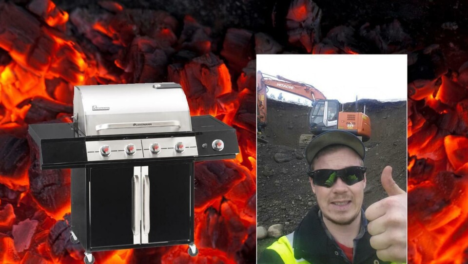 Emil Brevik får nå enda en maskin å styre. Både Hitachi-graveren bak ham og den nye Landmann PTS 4.1-grillen blir under hans kontroll.