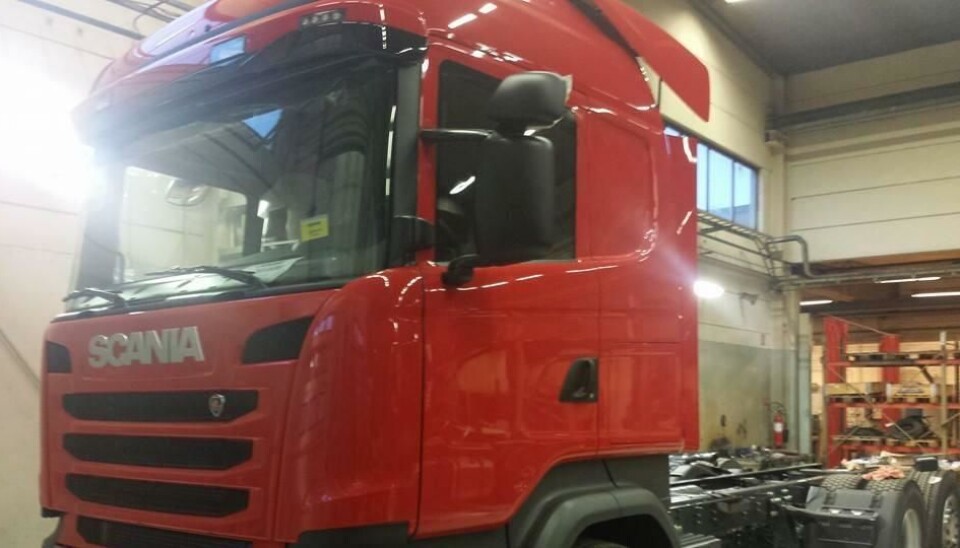 En slik lastebil forsvant fra Joab AB i Lessebo helgen 20. til 22. februar.