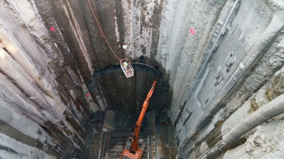 Her forberedes gjennomslagsstedet der Bertha skal grave seg inn i reparasjonssjakten. Alle foto og videoer: Washington State Department of Transportation.