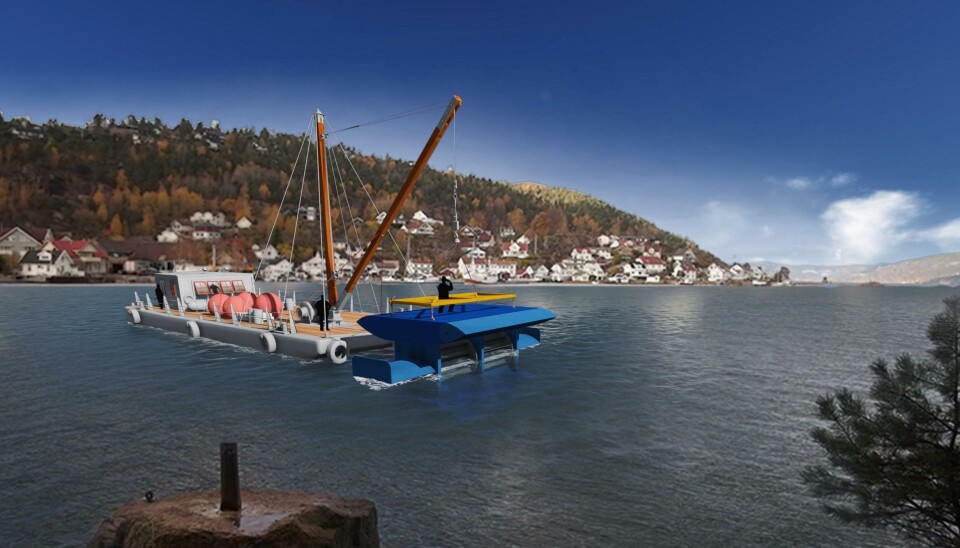 ENERGI I VANN: Foreløpige undersøkelser utført av Deep River viser at det er interessant med en prøveinstallasjon nordvest for Svelvikstrømmen.