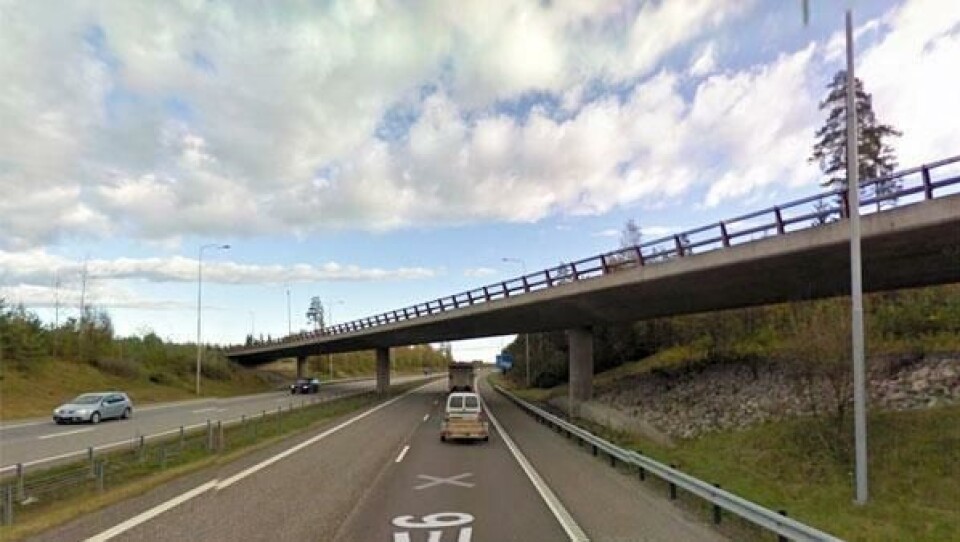 Dagens veiskille mellom E6 og E16 ved Jessheim.