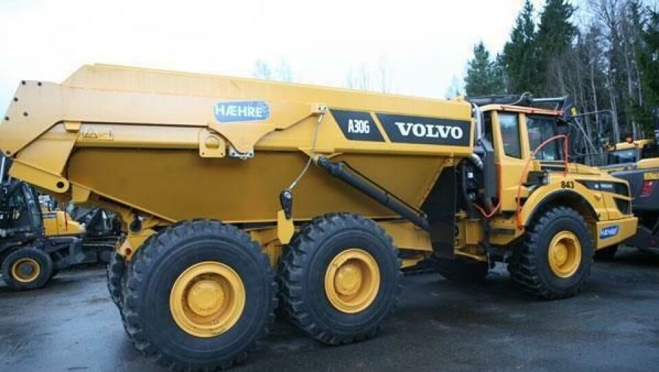 Den første maskinen i dumper-sekstetten sto klar hos Volvo Maskin på Mastemyr før jul.