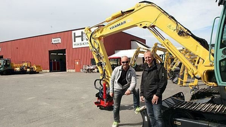 Grunnleggerne og eierne av H&H Maskin AS, Hans Christian Hagen (t.v.) og Tom Erik Huuse.