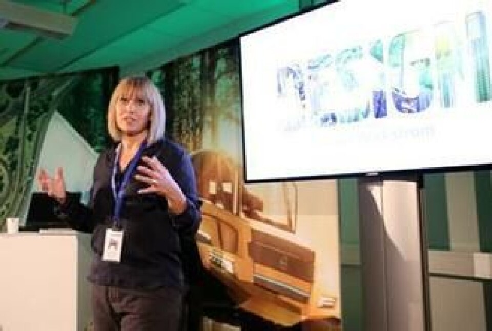 Designdirektør Stina Nilimaa Wickström fortalte om Volvos konseptmaskin.