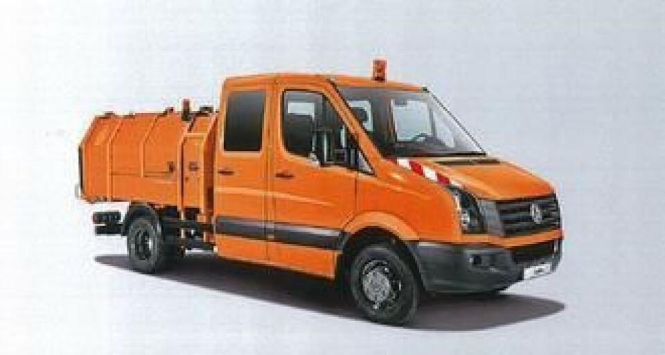 VW Crafter i 5-tonns utførelse er utgangspunktet for denne hendige renovasjonsbilen med nyttelast på 1,1 tonn og lastevolum på ca. 4 m3. Ved hjelp av en bevegelig innvendig vegg kan avfallet komprimeres eller skyves ut bak på søppelplassen. Påbygget kan også leveres med lasteinnretning for avfallsbeholdere på 80 til 240 liter.