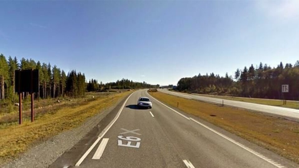 Bilde fra E6 ved Kolomoen der hendelsen skjedde. Bildet er tatt ved en tidligere anledning av Google Street View.
