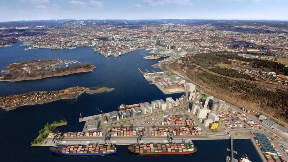 Slik blir containerterminalen på Sjursøya seende ut når den er ferdig.