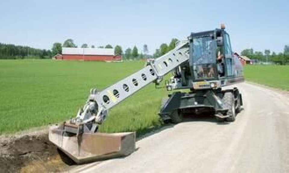 Gradall XL 3300 har med fullt teleskoputlegg en rekkevidde på 8,6 meter.