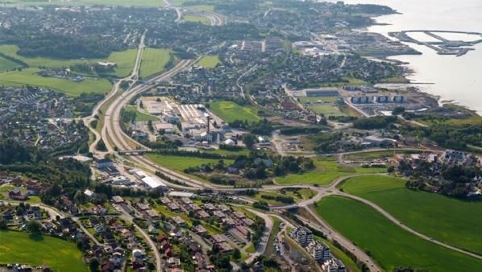 Oversiktsbilde over E6 ved Ranheim.
