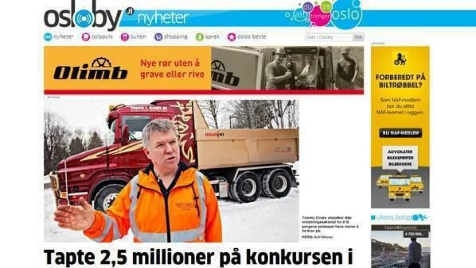Tapte 2,5 mill. på Oslo Vei