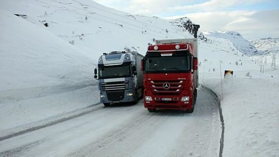 Norske vogntog er verst på vinterføre.
