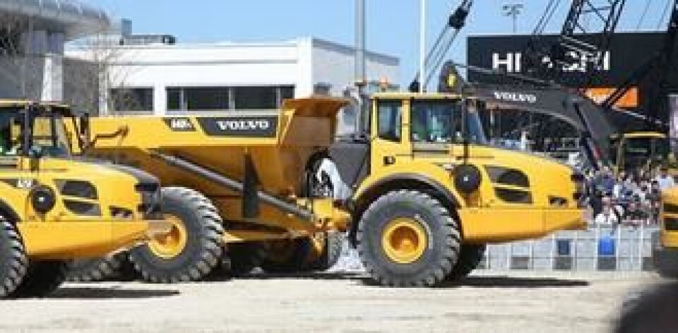Dumperen av typen Volvo A40Ffs går på demoområdet på Bauma-utstilingen i München. Til sommeren kommer de til Espa og Sokna.