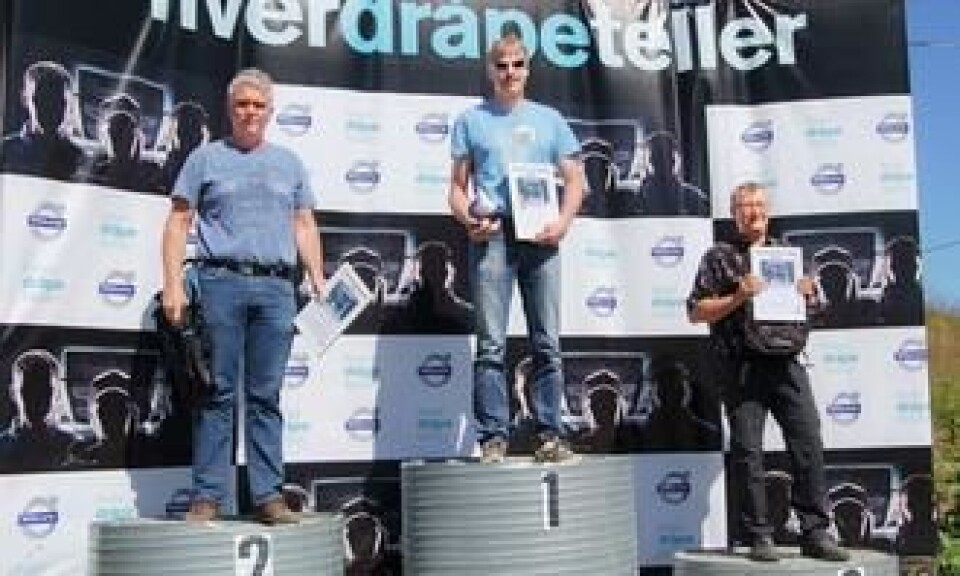 Det var små marginer som avgjorde i landsfinalen i Drivers' Fuel Challenge. Her er seierspallen: 1. plass Frode Henriksen, 2. plass Tor Asbjørn Vigeland og 3. plass Roger Olsen.