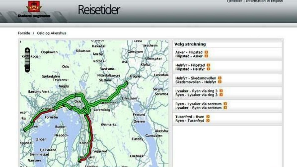 På reisetider.no kan du sjekke hvor lang tid det tar å kjøre til Oslo fra Skedsmo, Oppegård og Asker, og tilstanden på Ring 3 i Oslo.