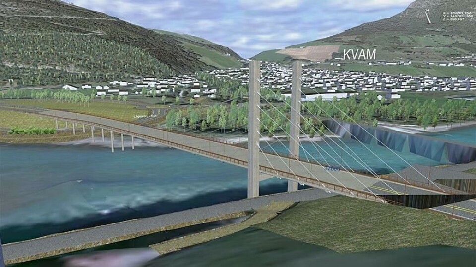 Lågen Bru med Kvam i bakgrunnen.