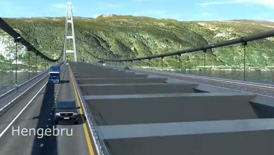 Et alternativ er en hengebru med et 3700 m langt hovedspenn.